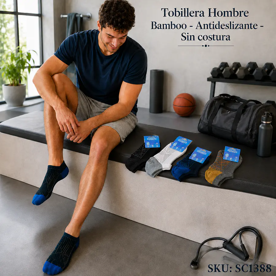Tobillera Hombre Bamboo - Antideslizante  - Sin costura
