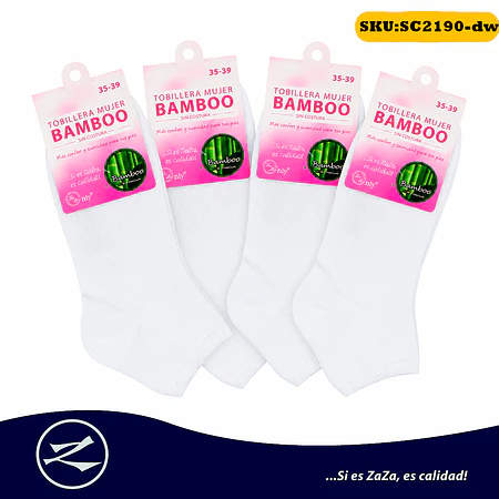 Tobillera Mujer Blanco unicolor +Bamboo Sin Costura  