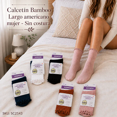 Calcetín Bamboo Largo americano mujer - Sin costura