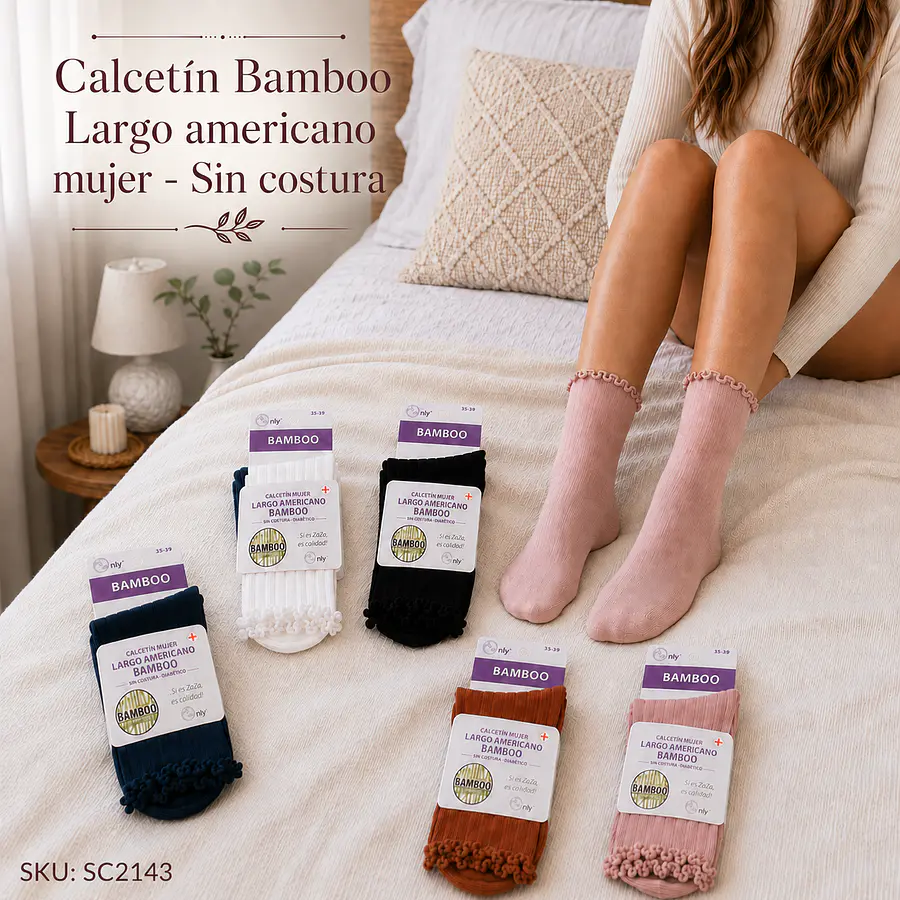 Calcetín Bamboo Largo americano mujer - Sin costura