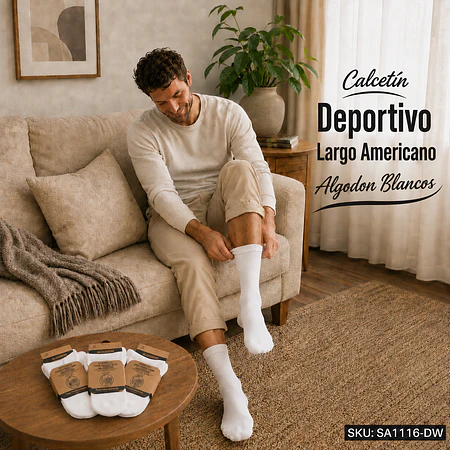 Calcetín Deportivo Largo Americano Algodon Blancos