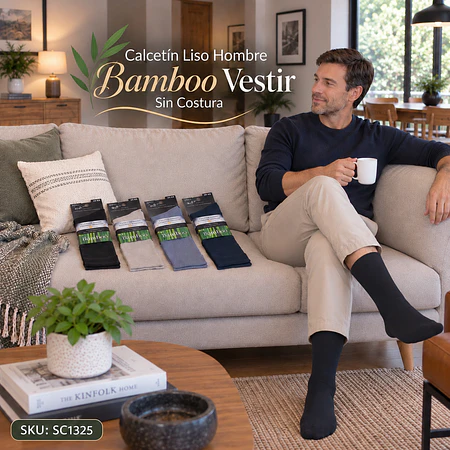 Calcetín Liso Hombre Bamboo Vestir Sin Costura 