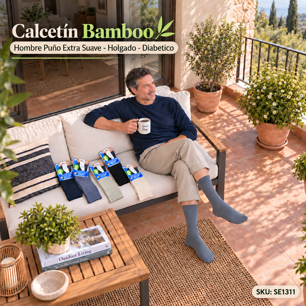 Calcetínes Cobre Bamboo Zaza Puño Extra Suave Interior Toalla Diabético