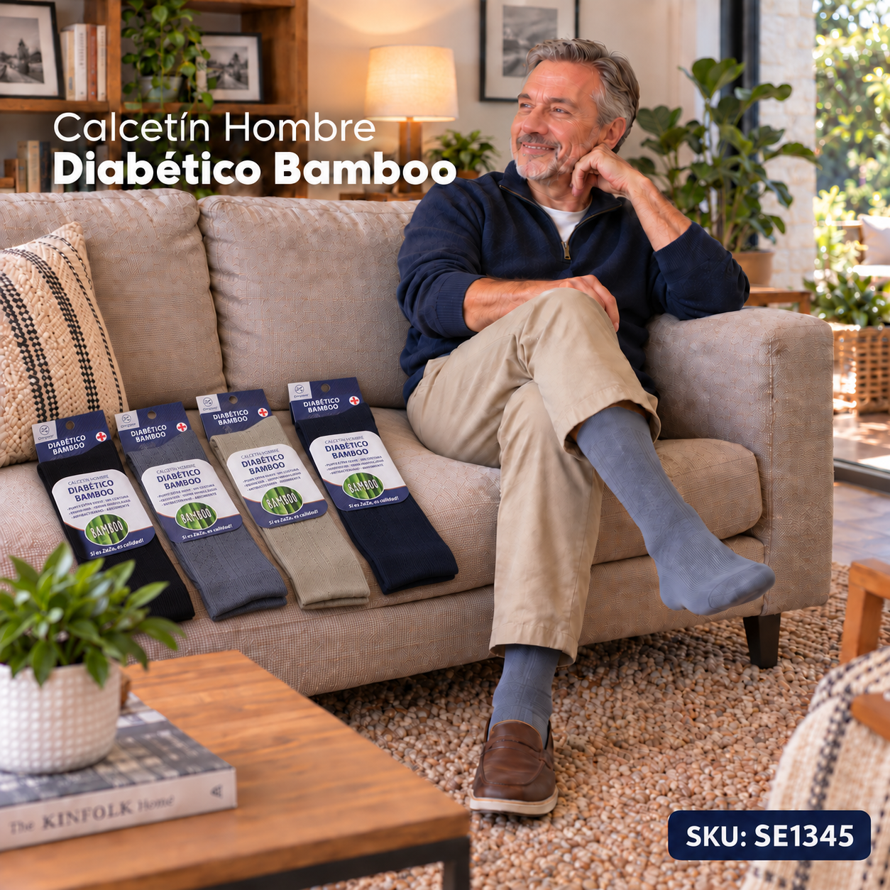 Calcetín Hombre Bamboo Diabético Pack 3