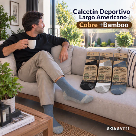 Calcetín Deportivo Largo Americano Cobre +Bamboo