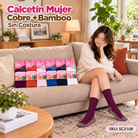 Calcetín Mujer Cobre +Bamboo Sin Costura