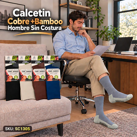 Calcetin Cobre +Bamboo Hombre Sin Costura