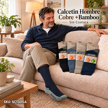 Calcetin Hombre Cobre +Bamboo Sin Costura