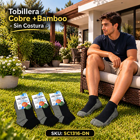Tobillera Cobre +Bamboo Negro - Sin Costura