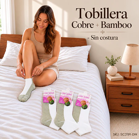 Tobillera Mujer Unicolor Cobre +Bamboo Sin Costura