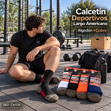 Calcetín Deportivos Largo Americano Algodón +Cobre