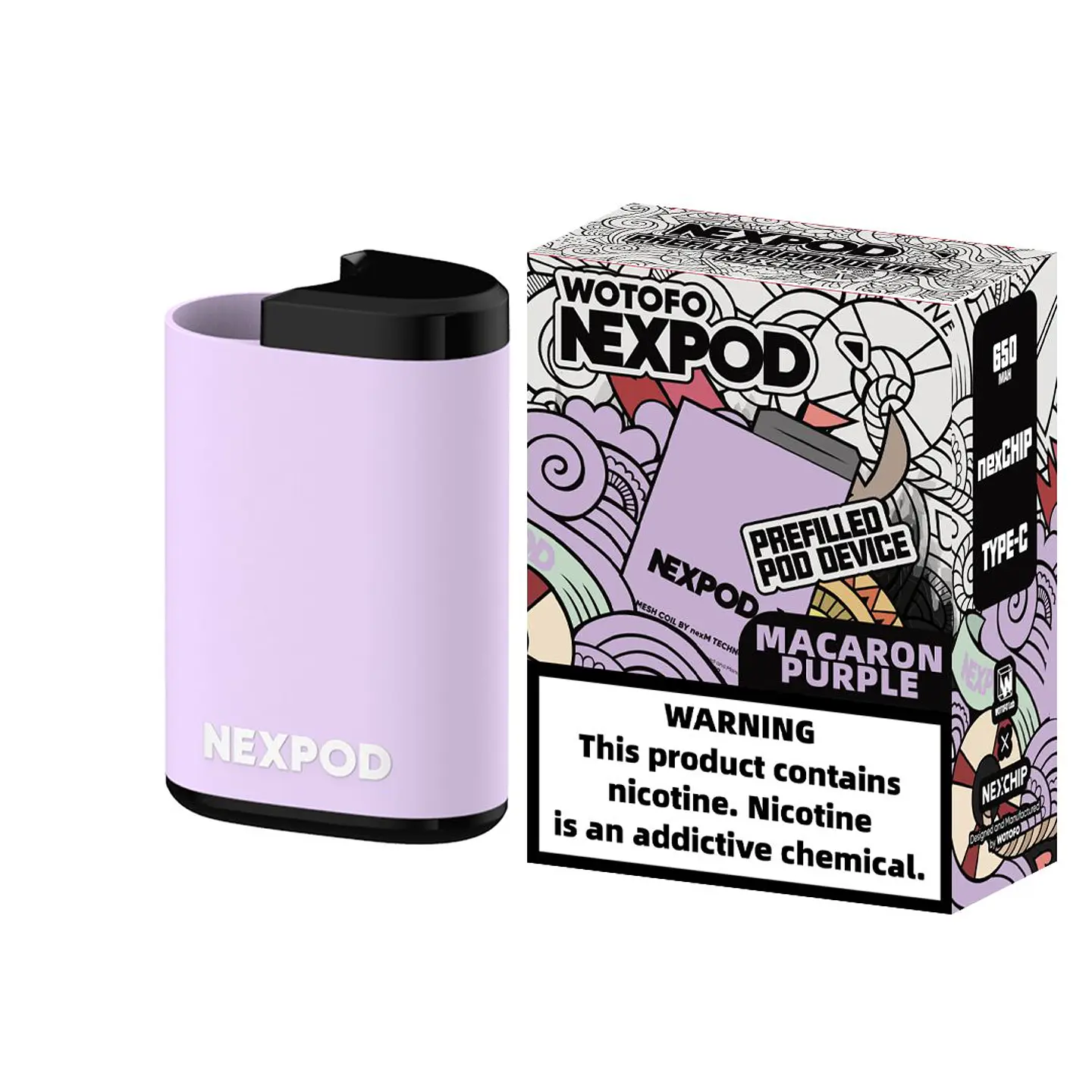 VAPER DESECHABLE MACARON PURPLE DEVICE (BATERIA) - NEXPOD WOTOFO 1