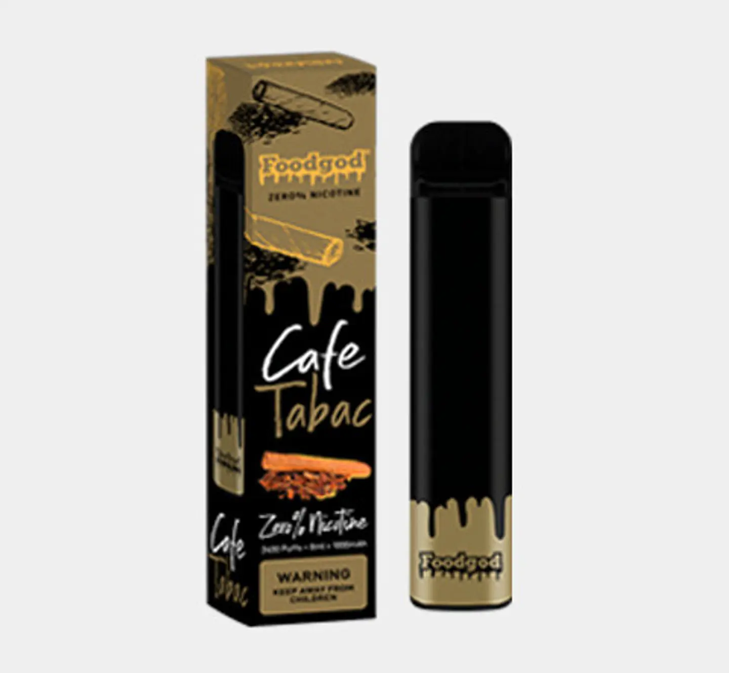 VAPORIZADOR DESECHABLE FOODGOD 2400 PUFF 0% - CAFE TABAC 1