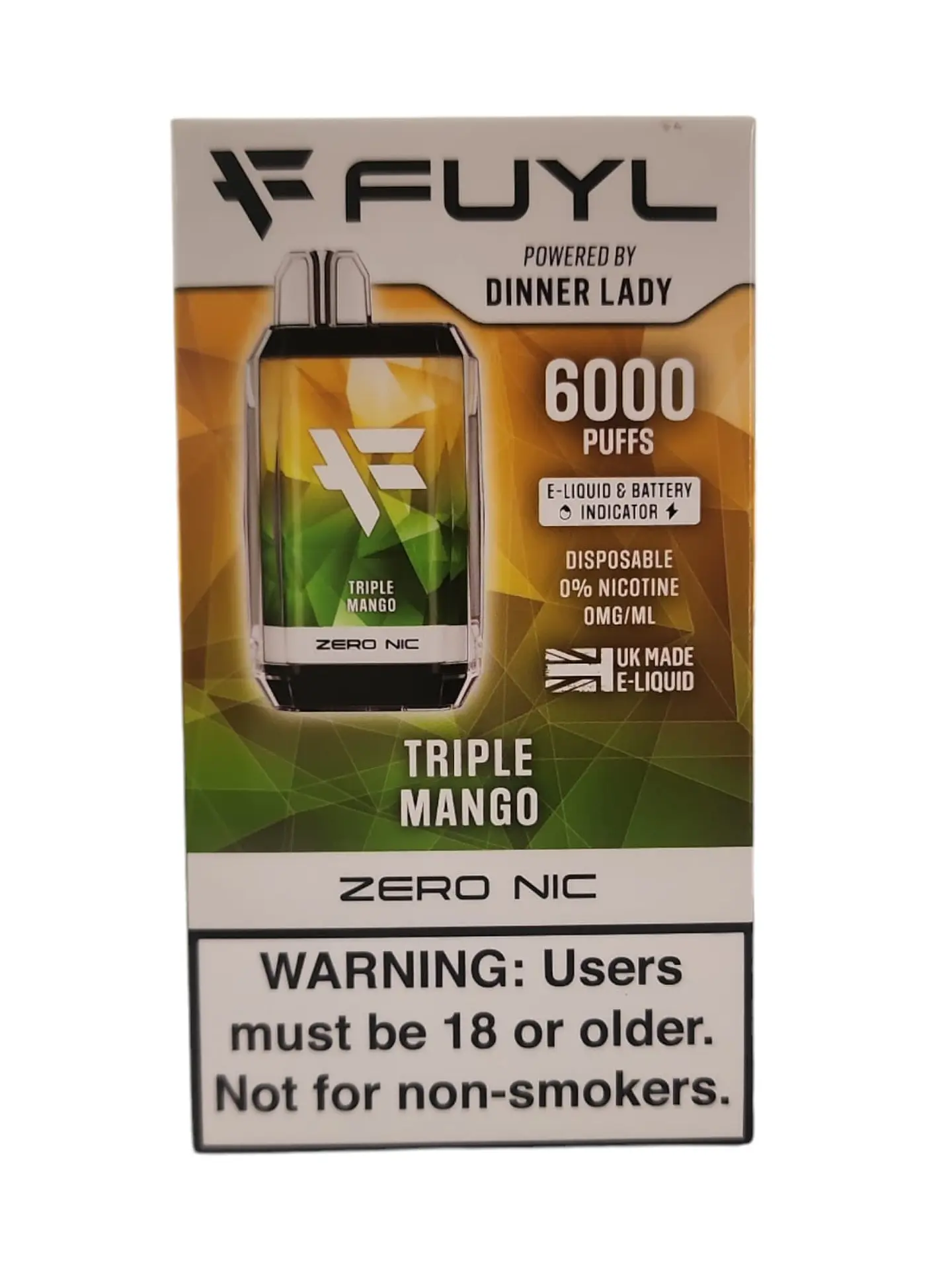 VAPORIZADOR DESECHABLE FUYL DINNER LADY 6000 PUFF 0% - TRIPLE MANGO 1