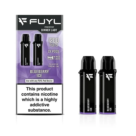 VAPORIZADOR DESECHABLE FUYL POD DINNER LADY 1200 PUFF  (2X600 PUFF) 0% - BLUEBERRY ICE