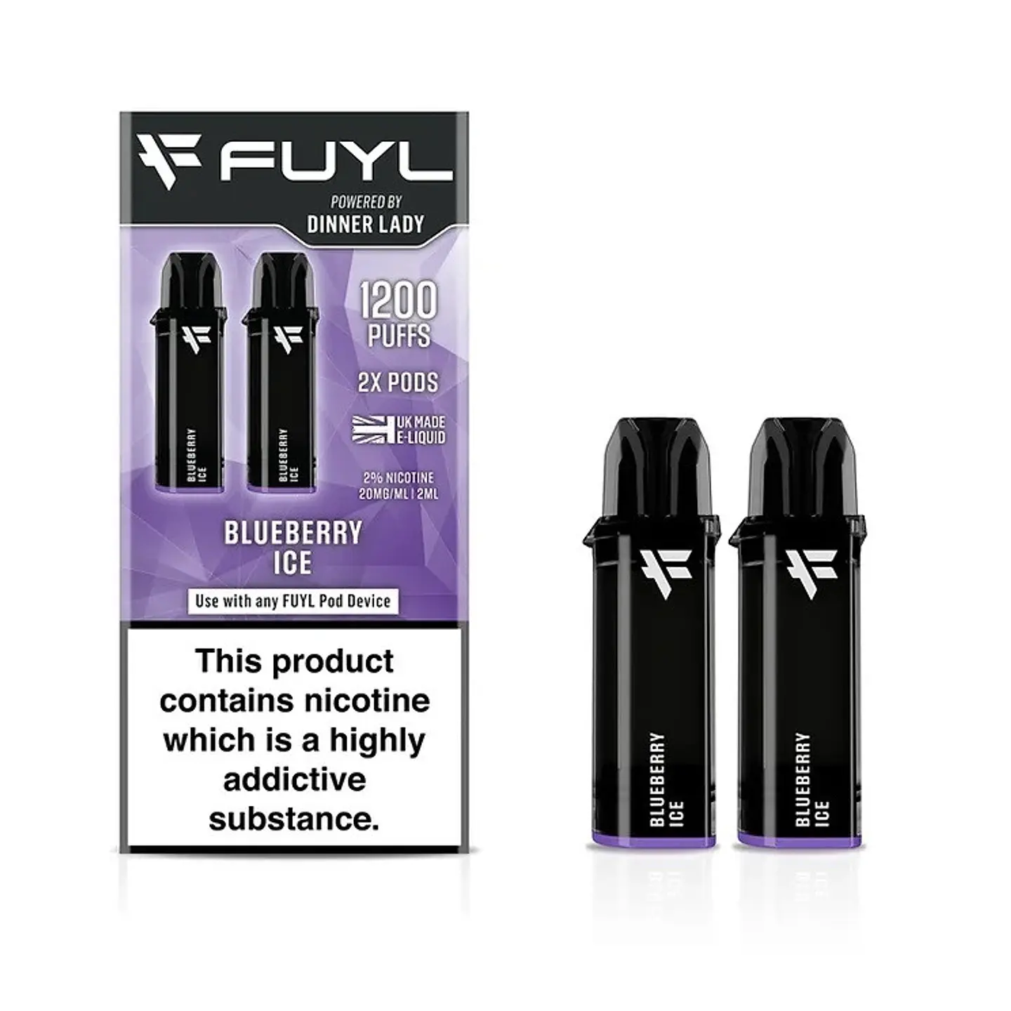 VAPORIZADOR DESECHABLE FUYL POD DINNER LADY 1200 PUFF  (2X600 PUFF) 0% - BLUEBERRY ICE 1