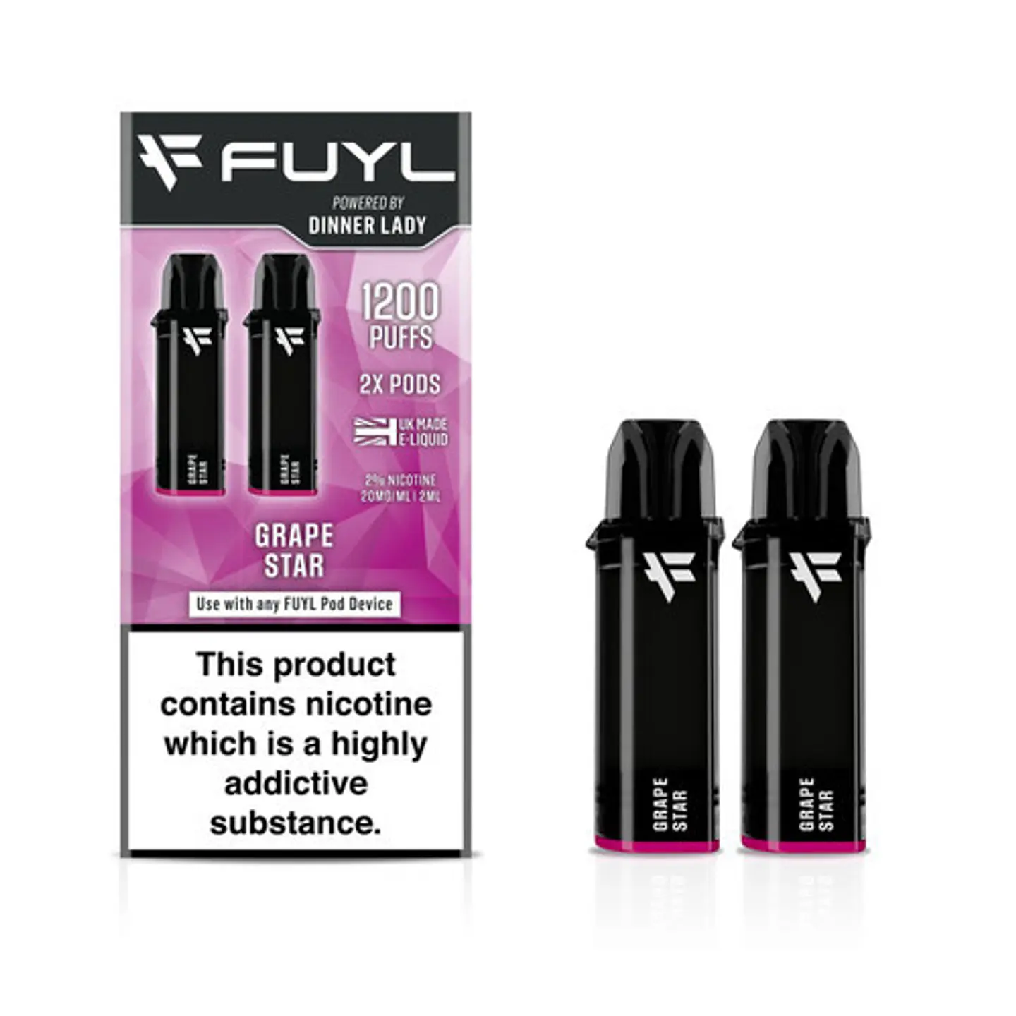 VAPORIZADOR DESECHABLE FUYL POD DINNER LADY 1200 PUFF  (2X600 PUFF) 0% - GRAPE STAR 1