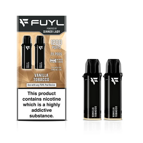 VAPORIZADOR DESECHABLE FUYL POD DINNER LADY 1200 PUFF  (2X600 PUFF) 0% - VANILLA TOBACCO