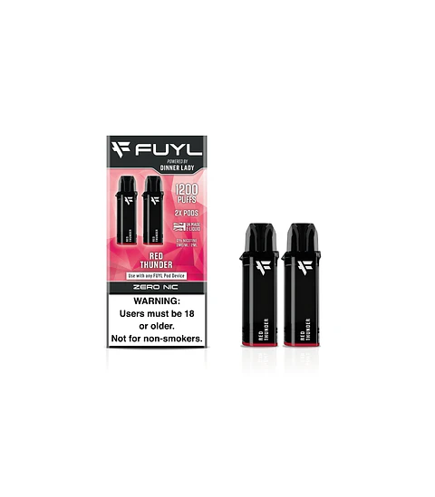 VAPORIZADOR DESECHABLE FUYL POD DINNER LADY 1200 PUFF  (2X600 PUFF) 0% - RED THUNDER (BEBIDA ENERGÉTICA)
