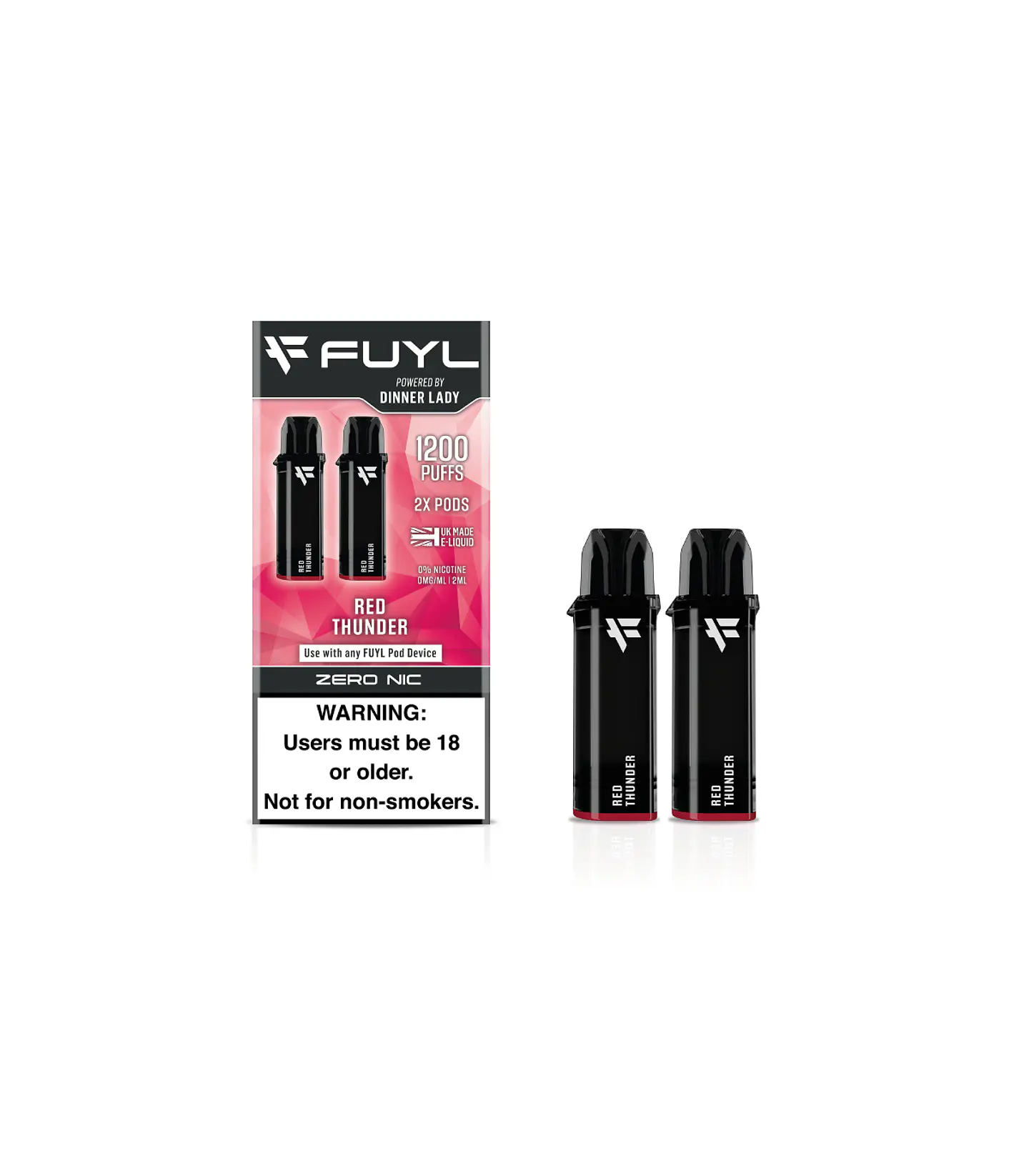 VAPORIZADOR DESECHABLE FUYL POD DINNER LADY 1200 PUFF  (2X600 PUFF) 0% - RED THUNDER (BEBIDA ENERGÉTICA) 1