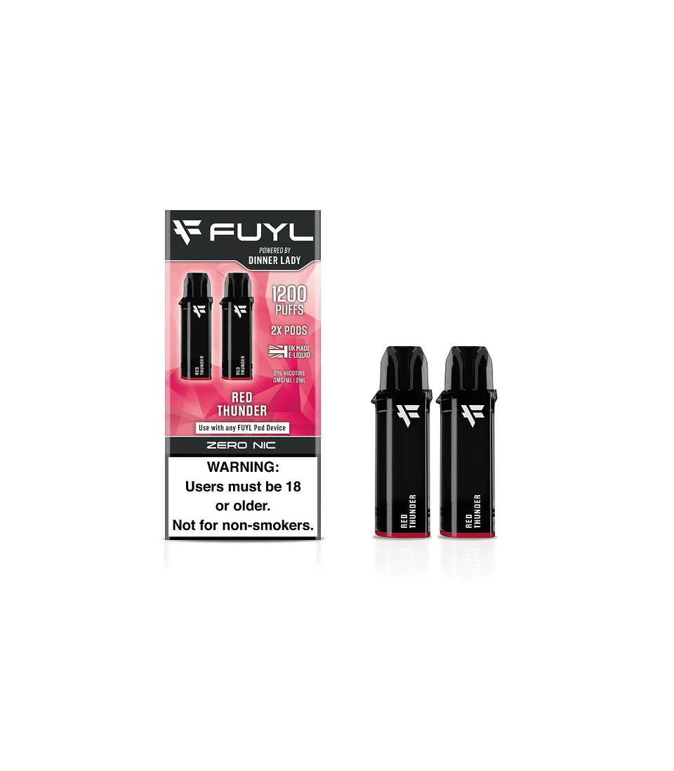VAPORIZADOR DESECHABLE FUYL POD DINNER LADY 1200 PUFF  (2X600 PUFF) 0% - RED THUNDER (BEBIDA ENERGÉTICA) 1