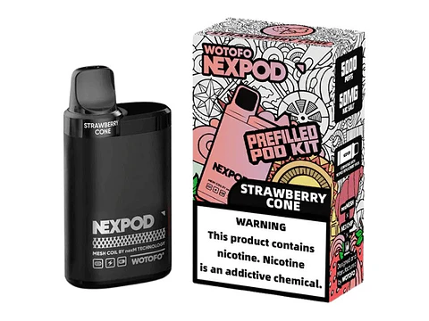 VAPORIZADOR DESECHABLE NEXPOD STRAWBERRY CONE 5% NIC 8000 PUFFS - WOTOFO