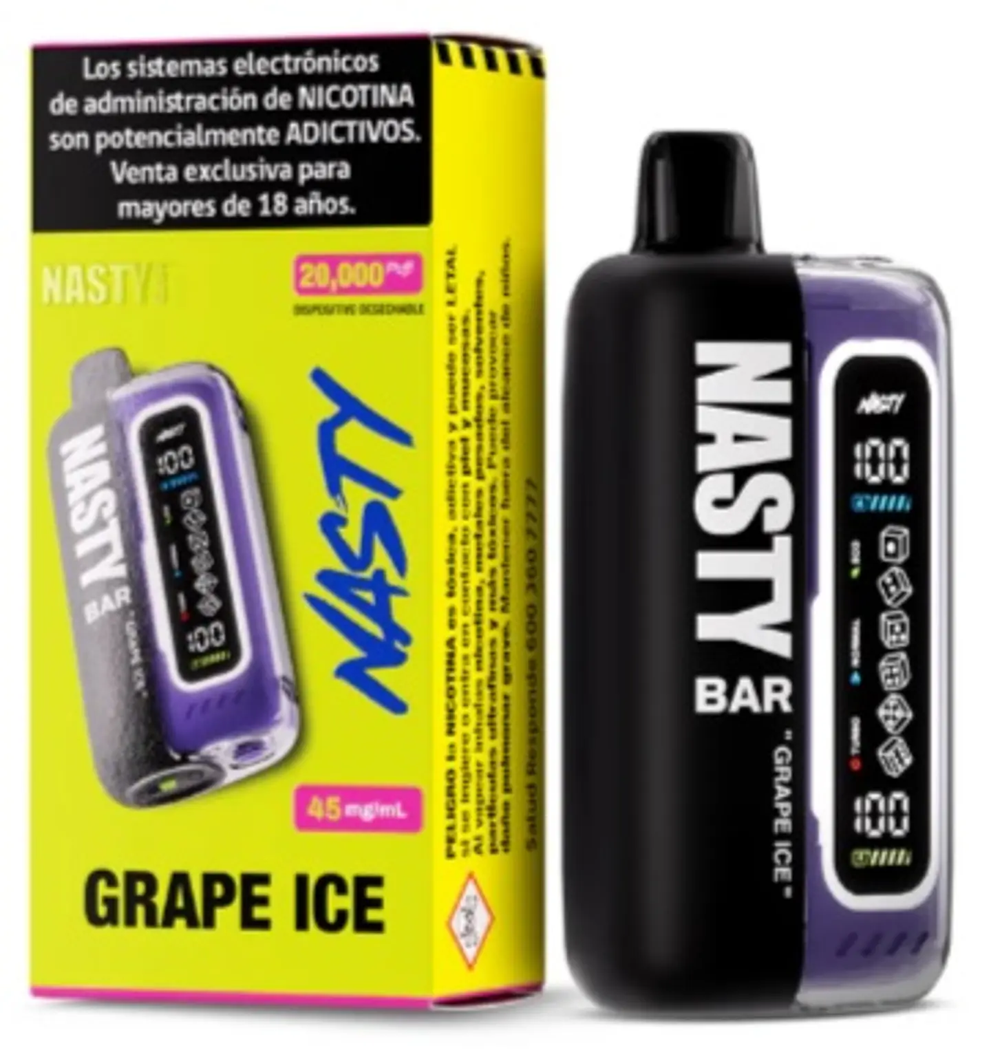 Vaporizador Salt Nasty Bar 20 Grape Ice 45mg 1