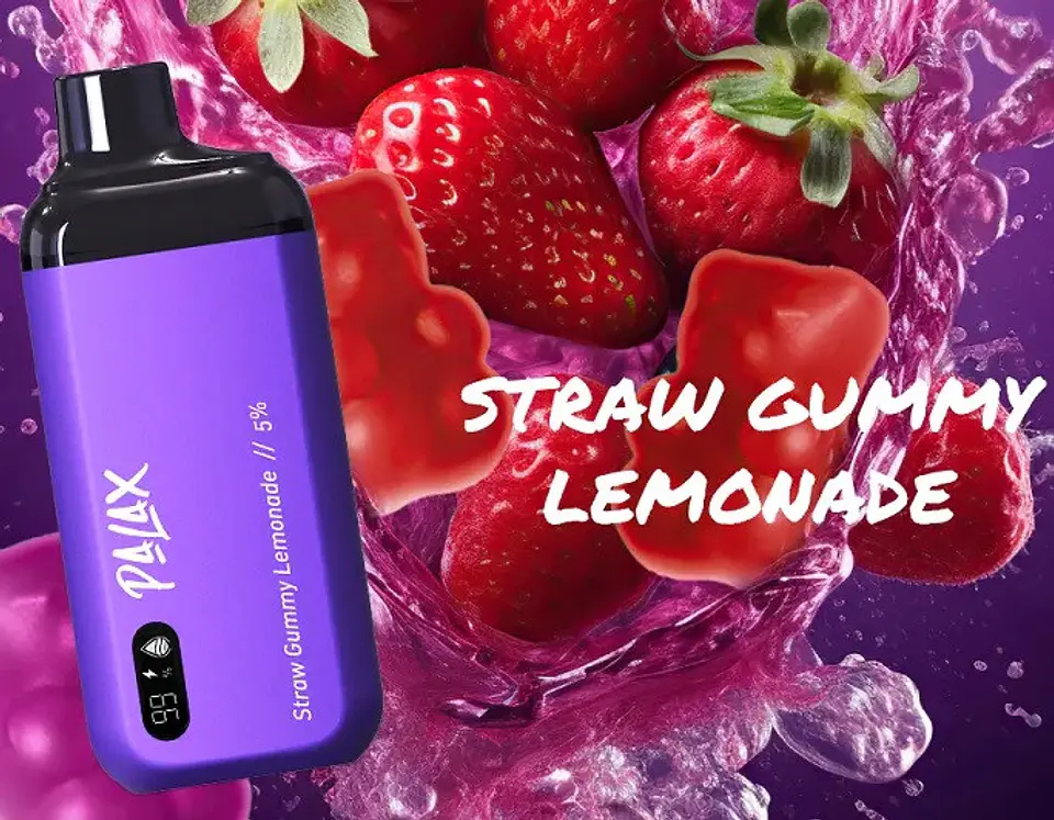 VAPORIZADOR DESECHABLE PALAX STRAW GUMMY LEMONADE 0% NIC 8000 PUFFS 1