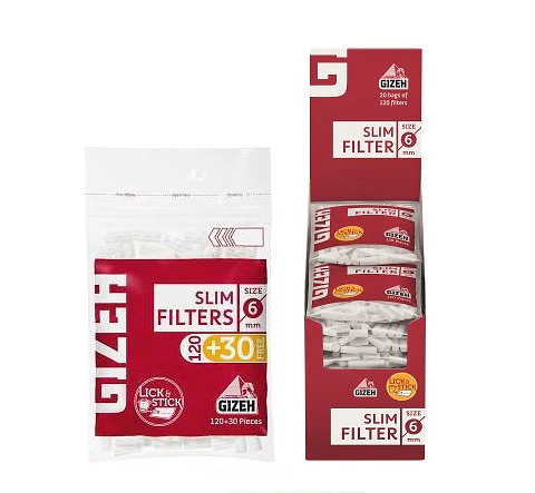 FILTRO GIZEH SLIM ROJO CON PEGAMENTO (120 + 30 )