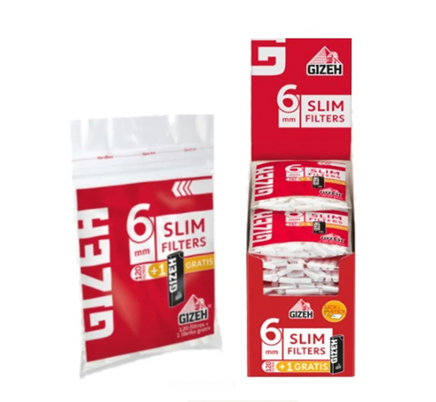 FILTRO GIZEH SLIM ROJO CON PEGAMENTO (120 + PAPEL GIZEH NEGRO Nº1 ) 1
