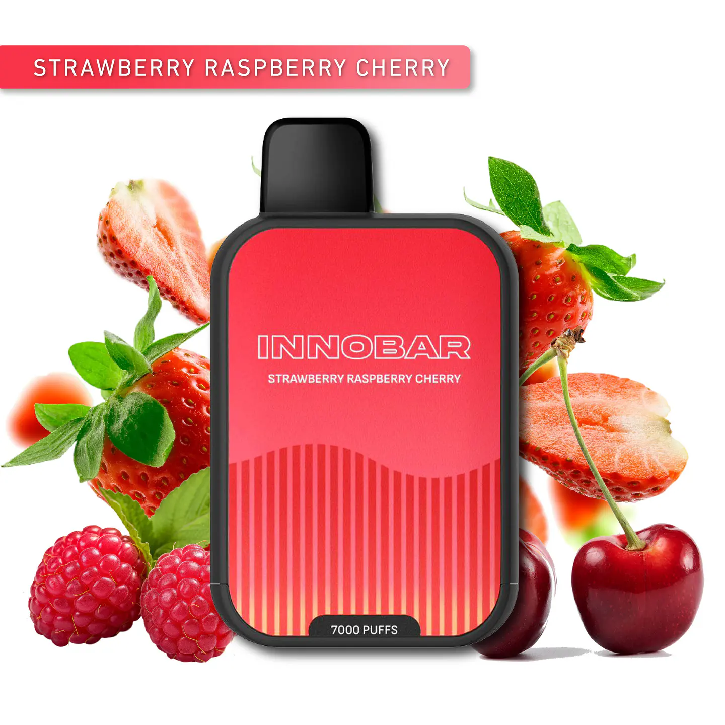 VAPER DESECHABLE STRAWBERRY RASPBERRY CHERRY 7000 PUFFS 5% - INNOBAR 1