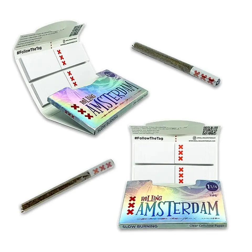 PAPELILLOS ROLLING AMSTERDAM CELULOSA 1 1/4 + TIPS 1