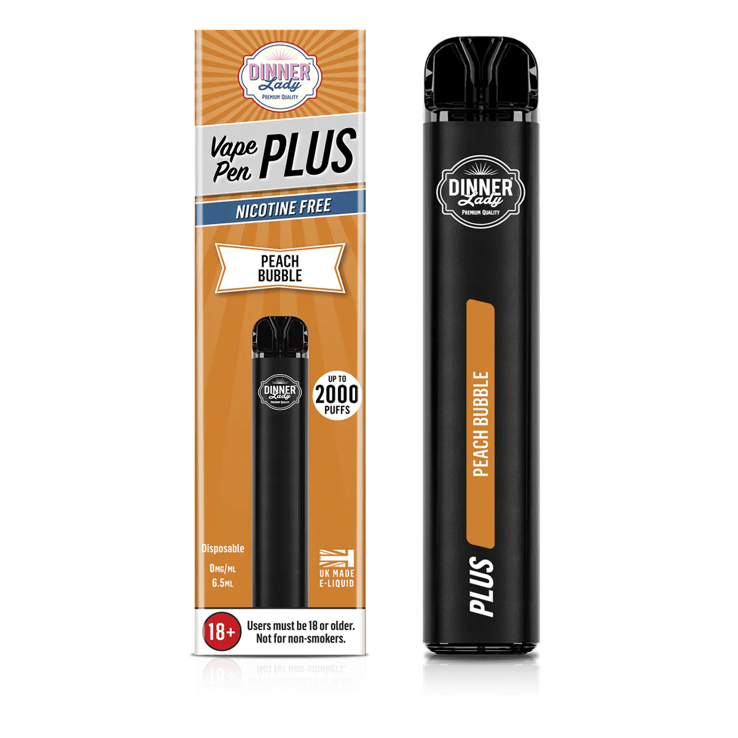 VAPORIZADOR DESECHABLE VAPE PENPLUS DINNER LADY 2000 PUFF PEACH BUBBLE 0% NIC 1