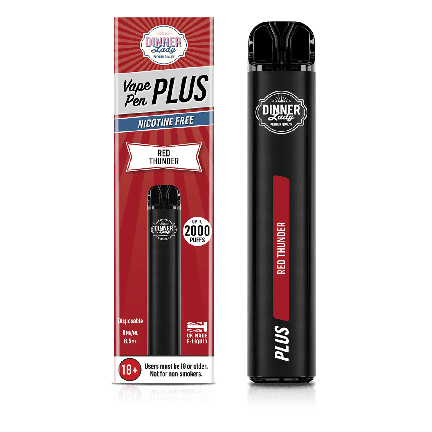VAPORIZADOR DESECHABLE VAPE PENPLUS DINNER LADY 2000 PUFF RED THUNDER 0% NIC 1