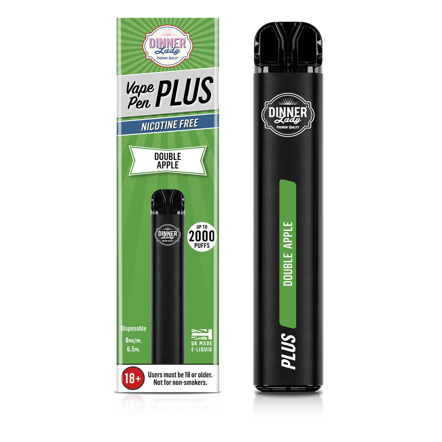 VAPORIZADOR DESECHABLE VAPE PENPLUS DINNER LADY 2000 PUFF DOUBLE APPLE 0% NIC 1