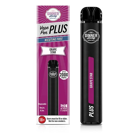 VAPORIZADOR DESECHABLE VAPE PENPLUS DINNER LADY 2000 PUFF GRAPE STAR 0% NIC