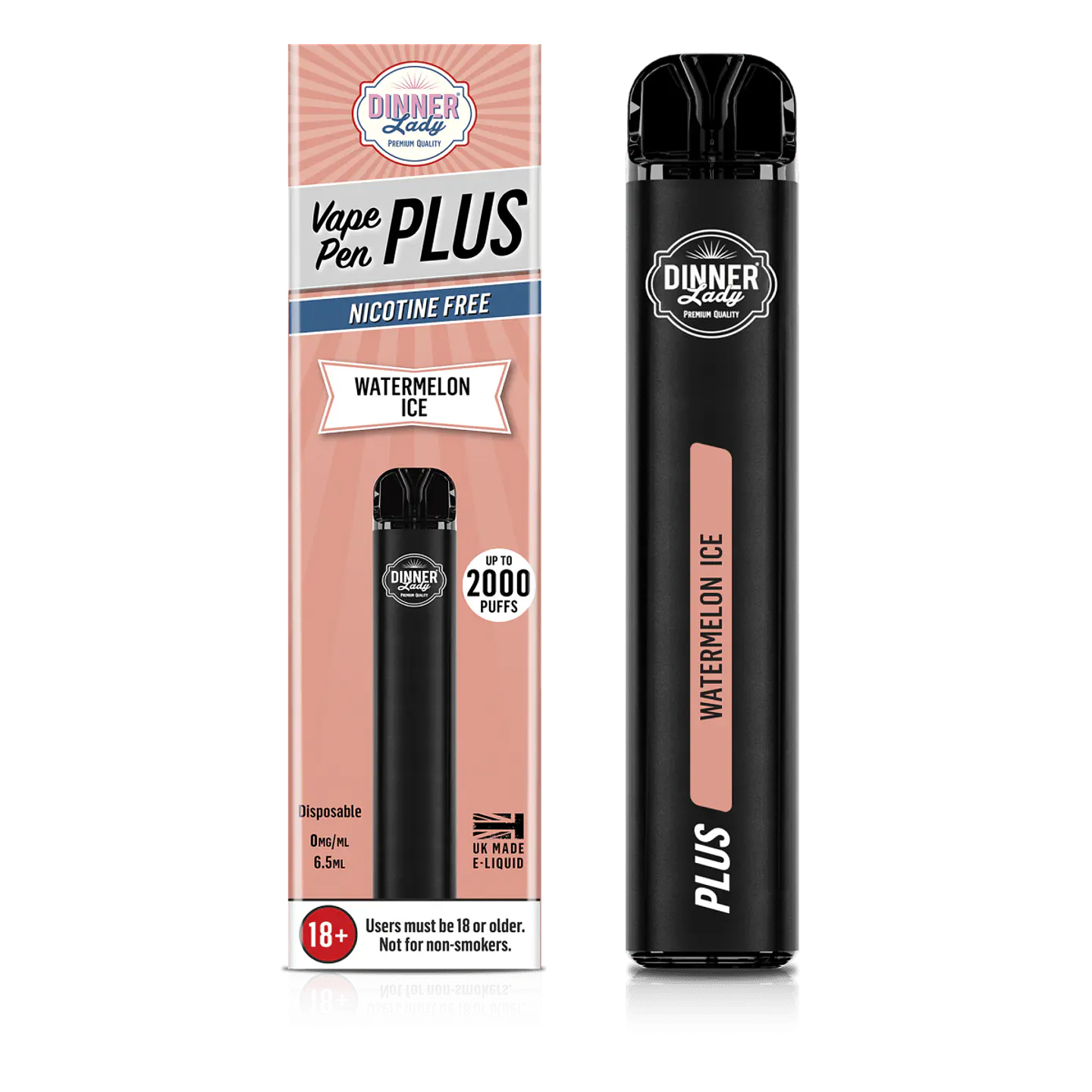 VAPORIZADOR DESECHABLE VAPE PENPLUS  DINNER LADY 2000 PUFF WATERMELON ICE 0% NIC 1
