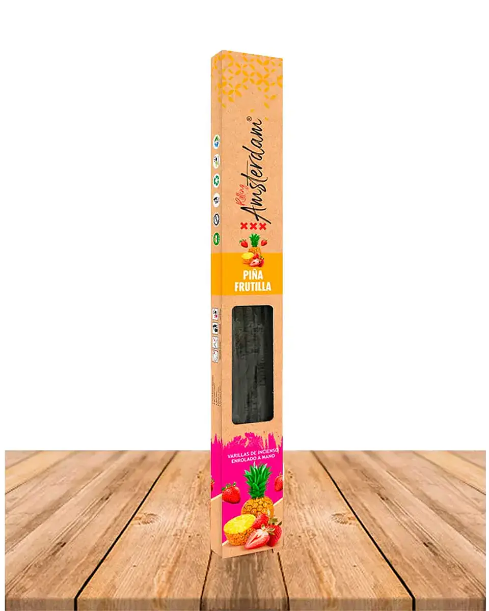 INCIENSO JARDIN ROLLING AMSTERDAM 41 CM PIÑA FRUTILLA 2 HORAS ! 1