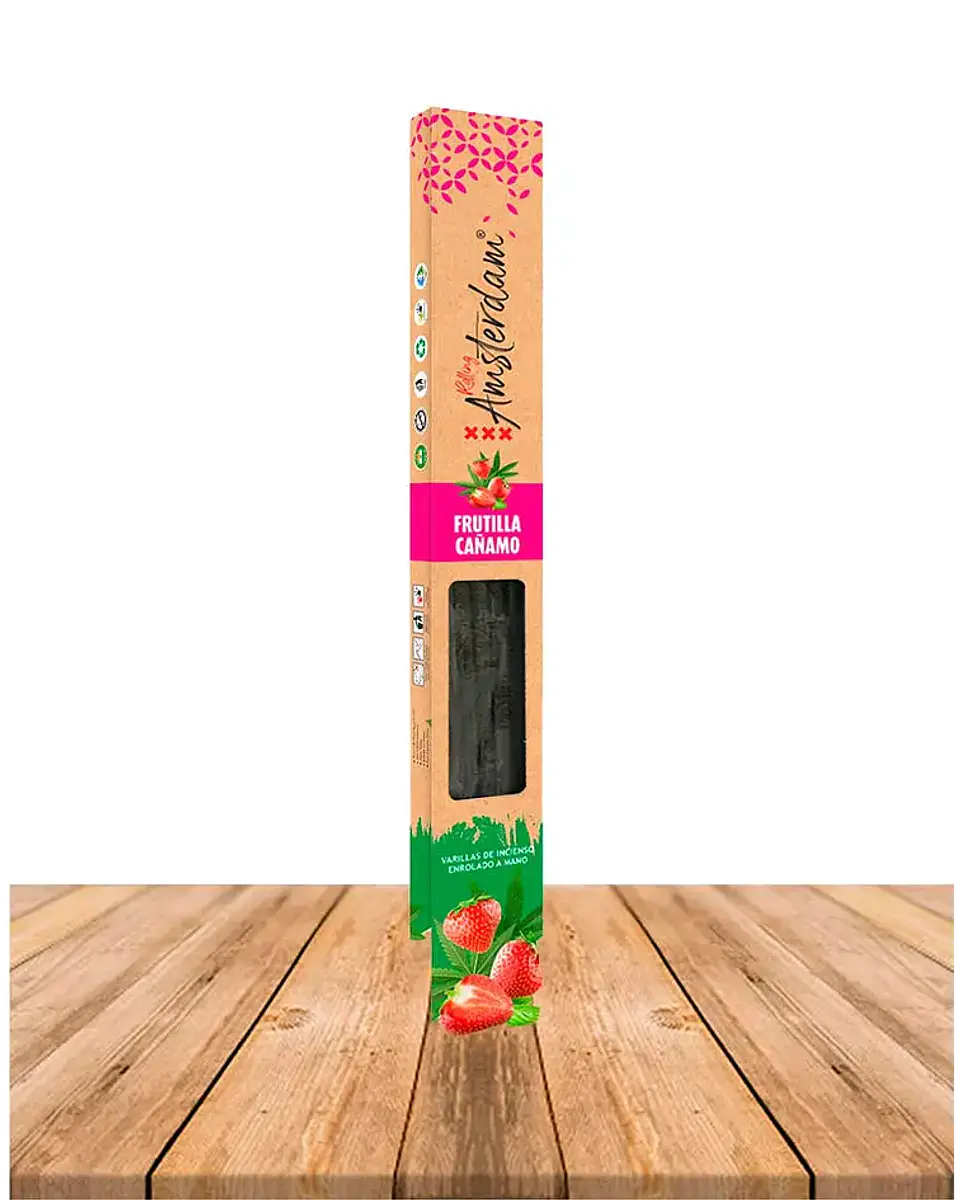 INCIENSO JARDIN ROLLING AMSTERDAM 41 CM FRUTILLA CÁÑAMO 2 HORAS ! 1