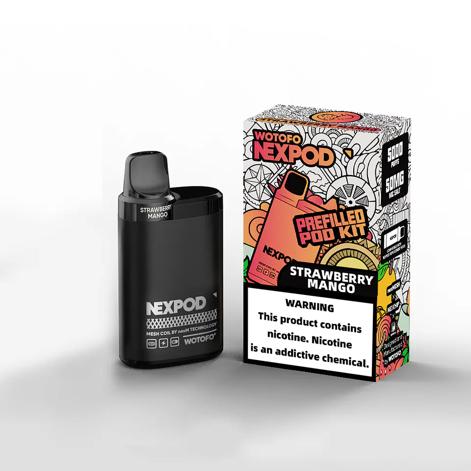 VAPER DESECHABLE STRAWBERRY MANGO KIT 5000 PUFFS 5% - NEXPOD WOTOFO 1