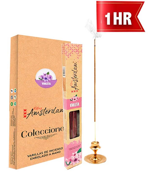 INCIENSO PEQUEÑO ROLLING AMSTERDAM 20 CM VIOLETA 1 HORA !