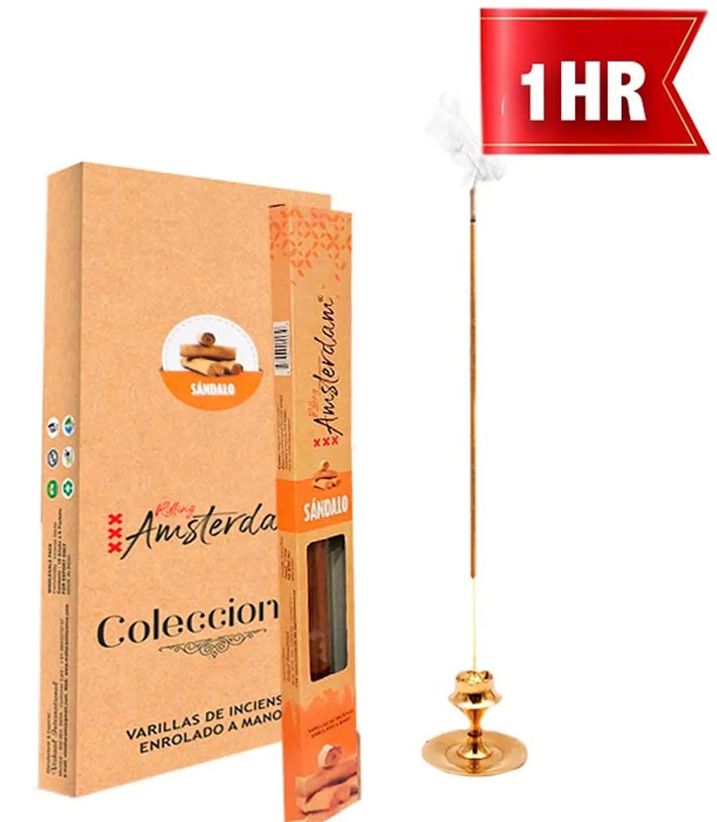 INCIENSO PEQUEÑO ROLLING AMSTERDAM 20 CM SÁNDALO 1 HORA ! 1