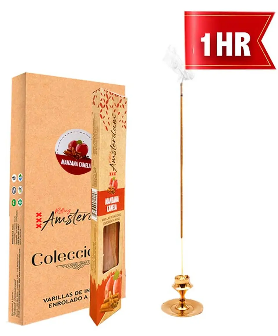 INCIENSO PEQUEÑO ROLLING AMSTERDAM 20 CM MANZANA 1 HORA ! 1