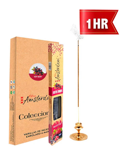 INCIENSO PEQUEÑO ROLLING AMSTERDAM 20 CM FRUTOS ROJOS 1 HORA !