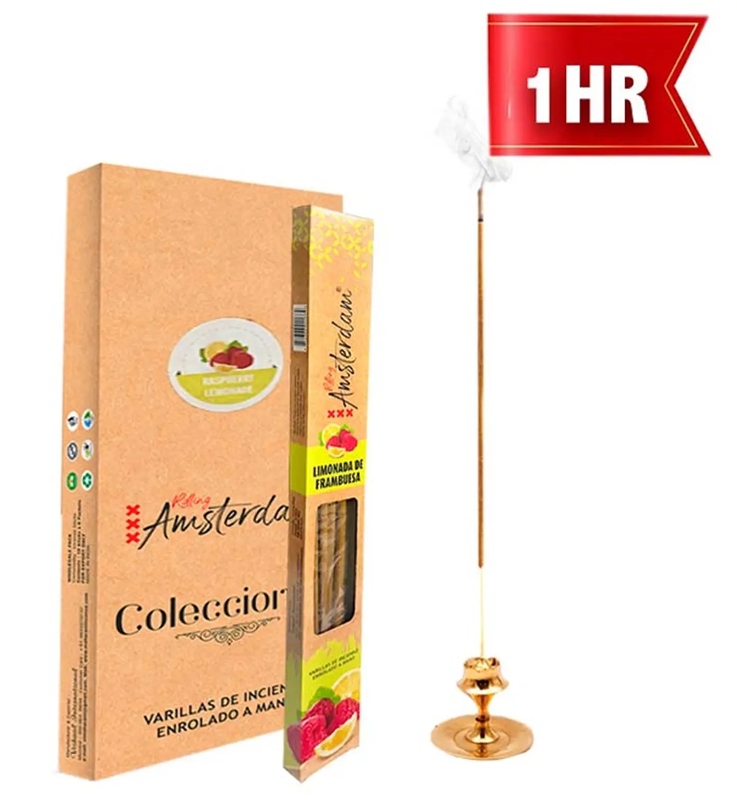 INCIENSO PEQUEÑO ROLLING AMSTERDAM 20 CM LIMONADA DE FRAMBUESA 1 HORA ! 1