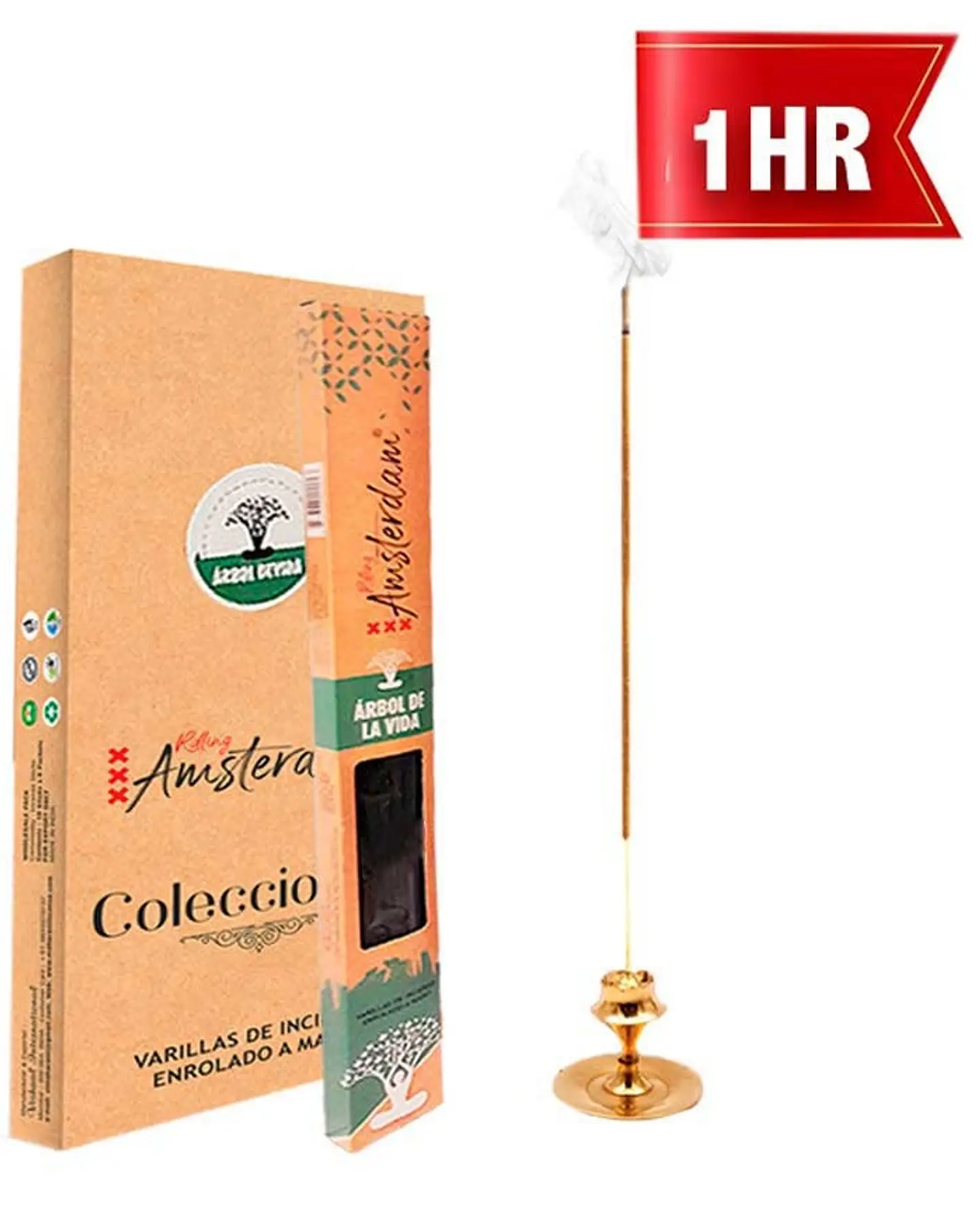 INCIENSO PEQUEÑO ROLLING AMSTERDAM 20 CM ÁRBOL DE LA VIDA 1 HORA ! 1