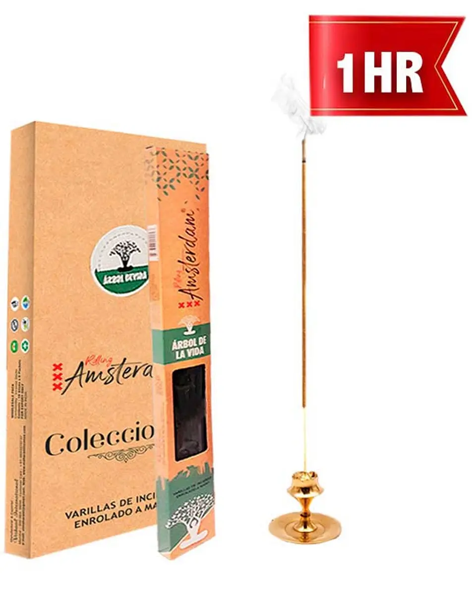 INCIENSO PEQUEÑO ROLLING AMSTERDAM 20 CM ÁRBOL DE LA VIDA 1 HORA ! 1