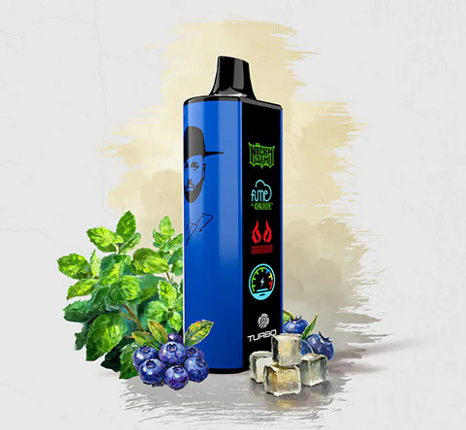 VAPORIZADOR DESECHABLE NICKY JAM FUME 15000 PUFF 0% - BLUE MIAMI (BLUEBERRY MINT) 1