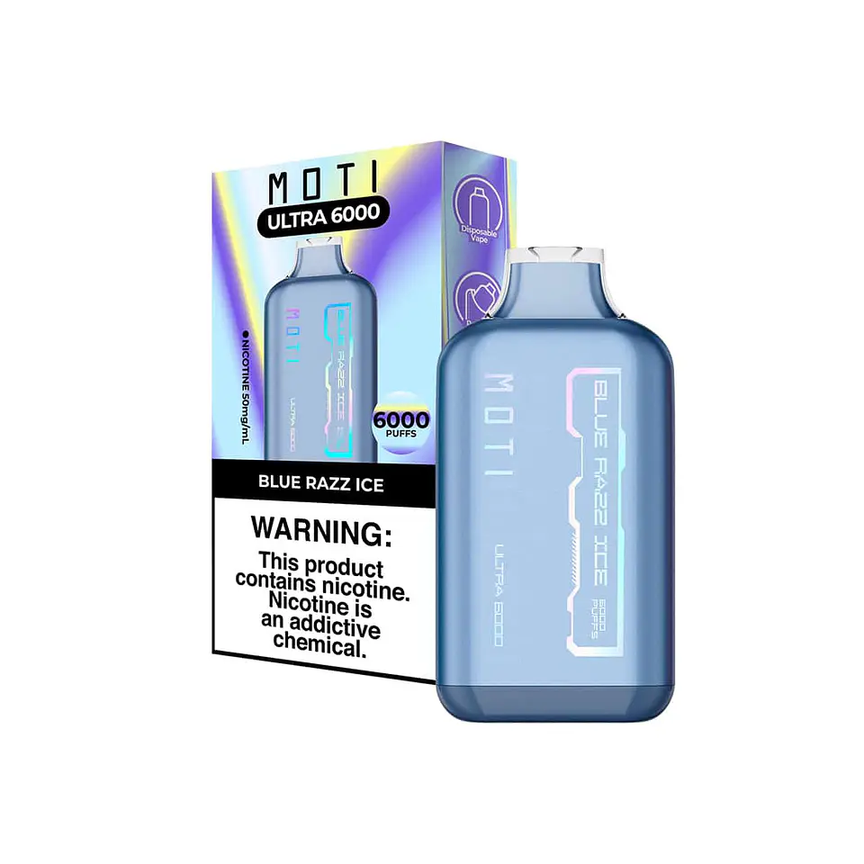 VAPORIZADOR DESECHABLE MOTI ULTRA 6000 PUFF 5% - BLUE RAZZ ICE 1
