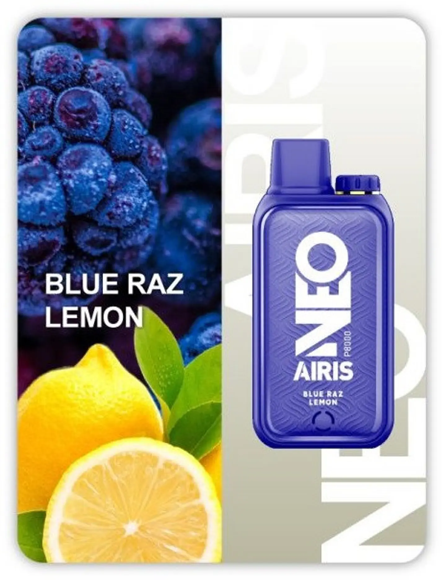VAPORIZADOR DESECHABLE AIRIS NEO 8000 PUFF 5% - BLUE RAZ LEMON 1
